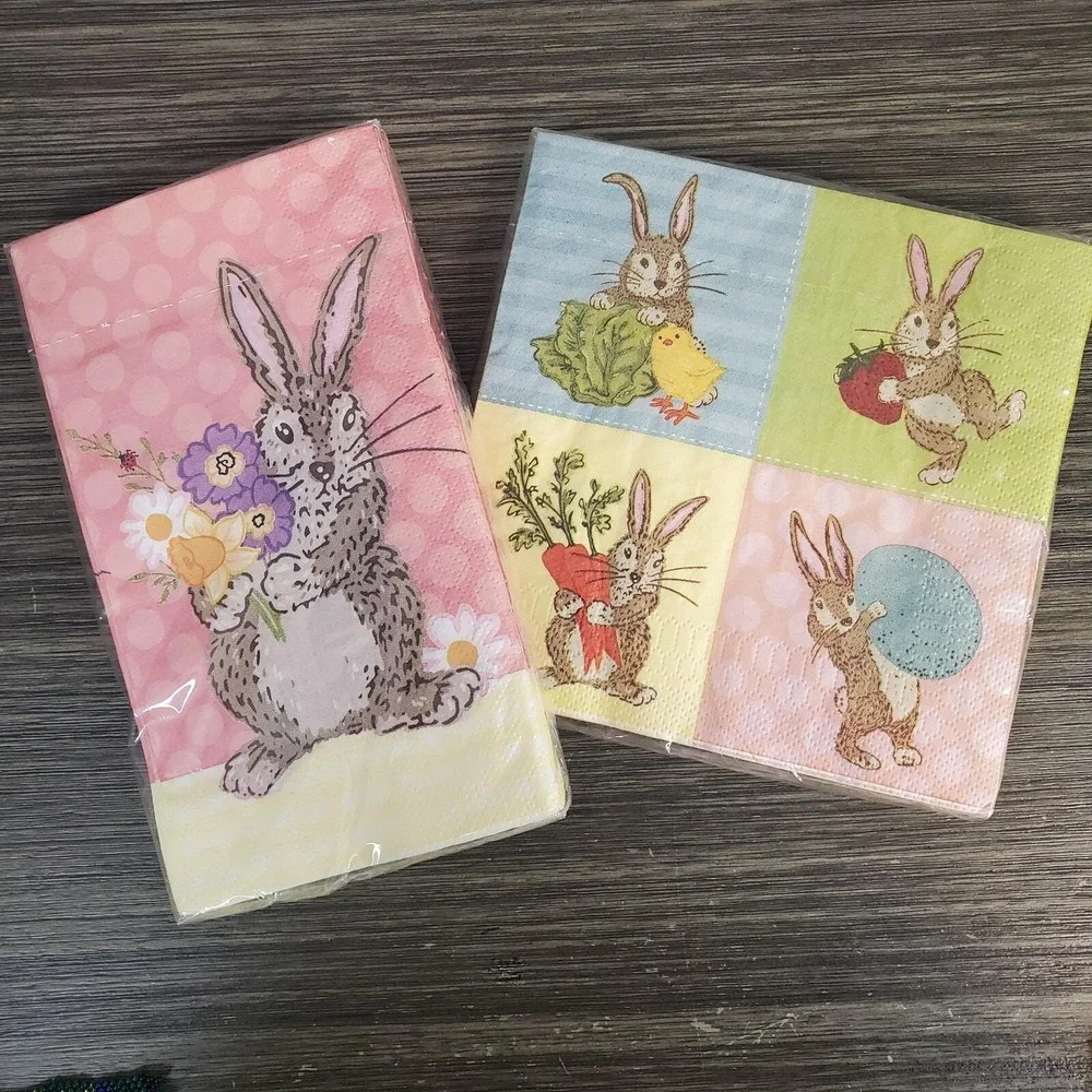World Market Easter Bunny Rabbit‎ Spring Colorblock Paper Napkins, 2 ea. 16 ct.